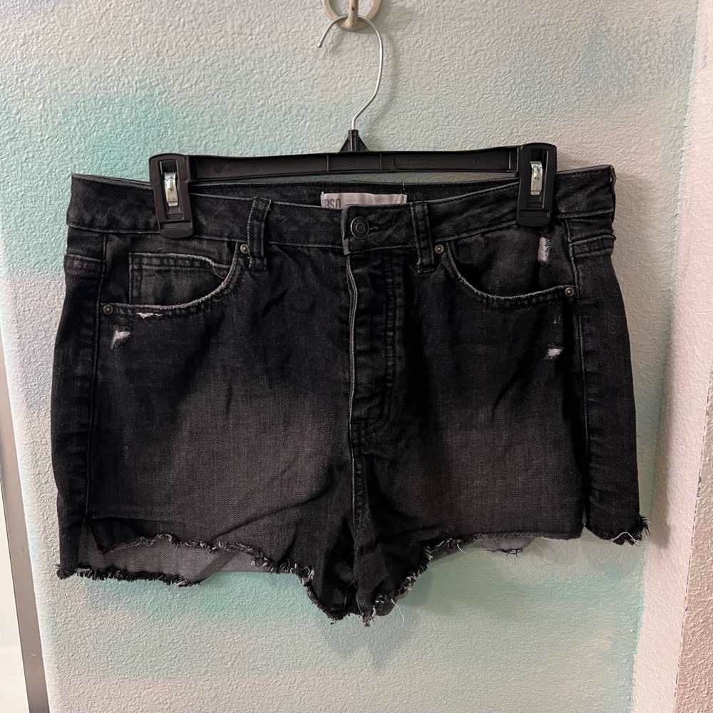 RSQ Black Button Up Vintage High Rise Jean Shorts